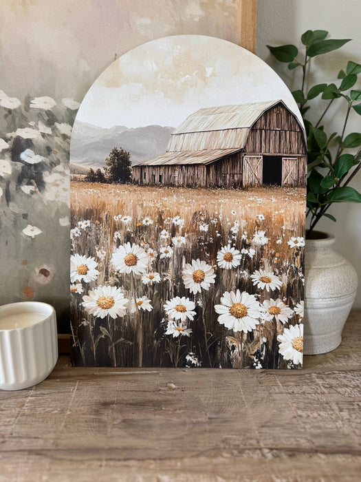 Summer Barn Arch Wood Print w/ Stand 7x10