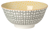 Dots Gray and Yellow Stamped Bowl 6 inch