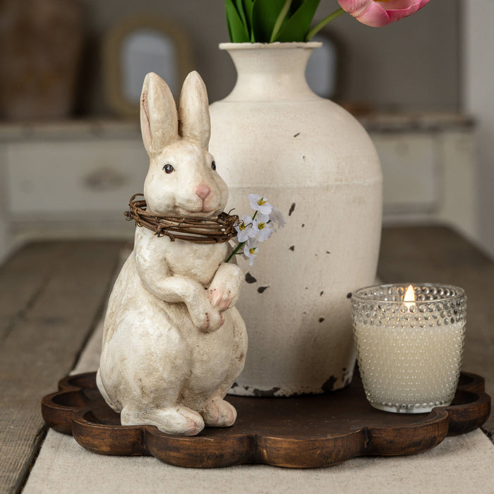 Cream Bunny w/ Grapevine Wreath