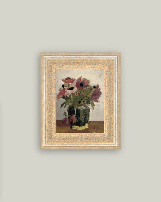 Mauve Floral Framed Antique Art
