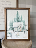 Large Winter House Scene | Christmas Wall Decor