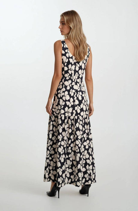 Bold Floral Maxi Drop Waist Dress