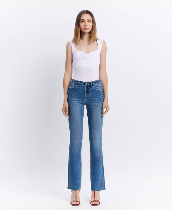 Lovervet High Rise Clean Cut Raw Hem Bootcut Jeans LV1607