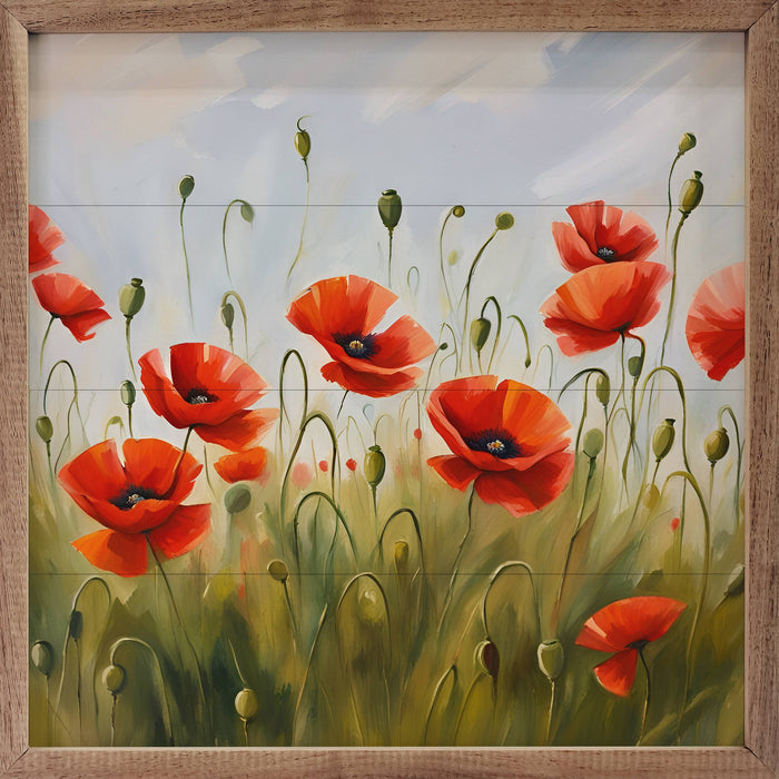 Red Poppy Field Framed Wall Art