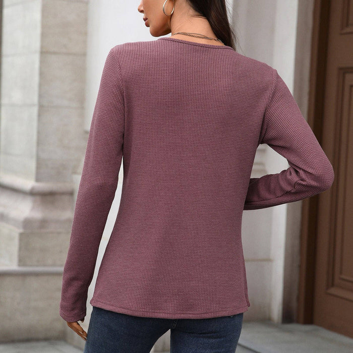 Mauve Waffle Henley Top | S-2XL