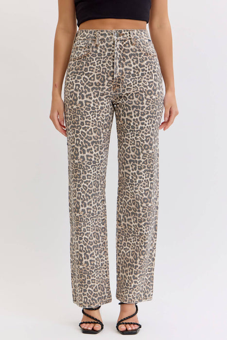 Leopard Print Super High Rise Dad Jean