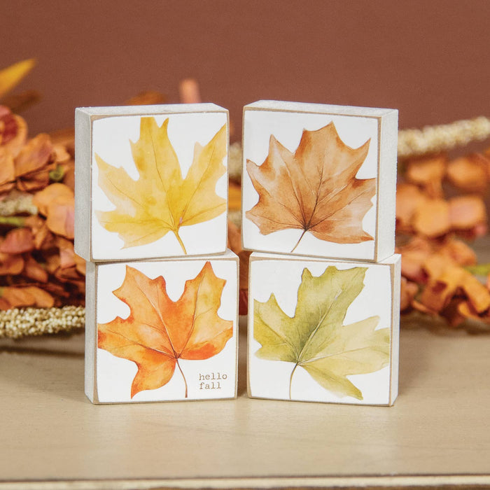 Hello Fall Watercolor Leaf 2" Sq. Blocks