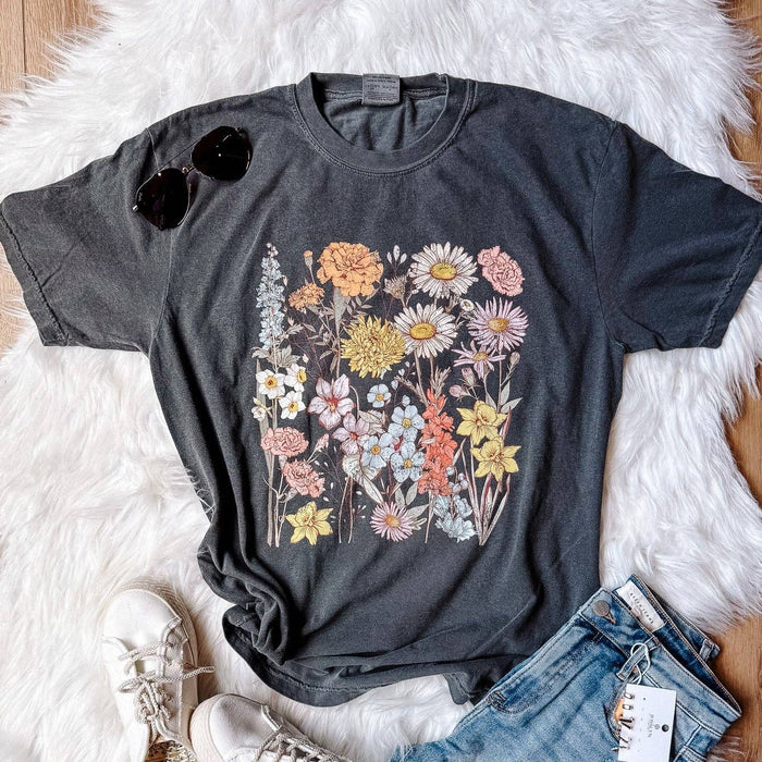 Vintage Wildflowers Graphic Tee - Pepper
