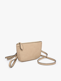 Tan Bonnie Dual Compartment Whipstitch Crossbody