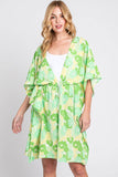 Serenity Flower Print Drawstring Kimono