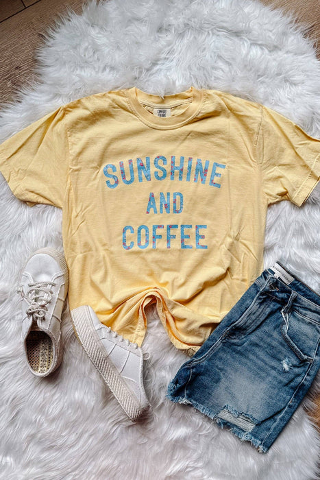 Yellow Floral Sunshine And Coffee Graphic Tee
