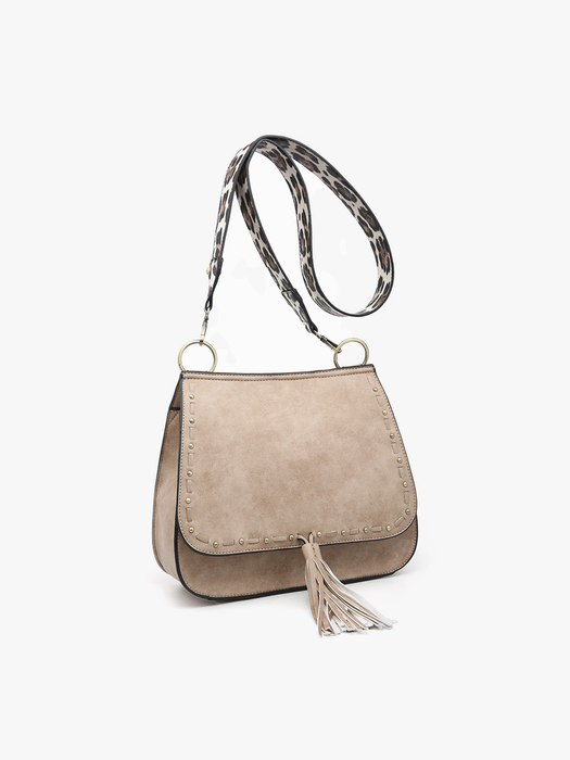 Black Bailey Crossbody with Print Contrast Strap