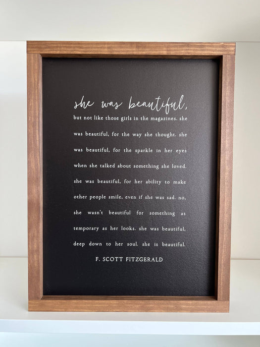 She Was Beautiful Framed Wall Sign 8x12"