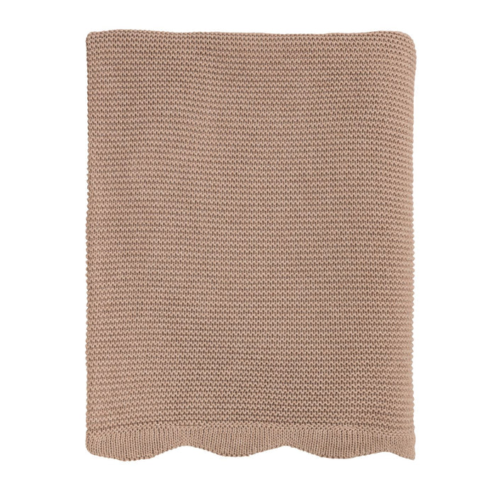 Taupe Scalloped Throw Blanket