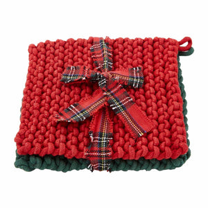 Red & Green Crochet Pot Holder Set