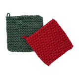 Red & Green Crochet Pot Holder Set