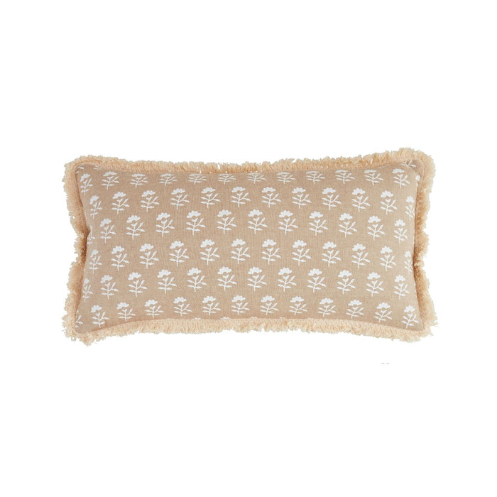White + Beige Block Print Lumber Pillow IN STORE PICKUP ONLY