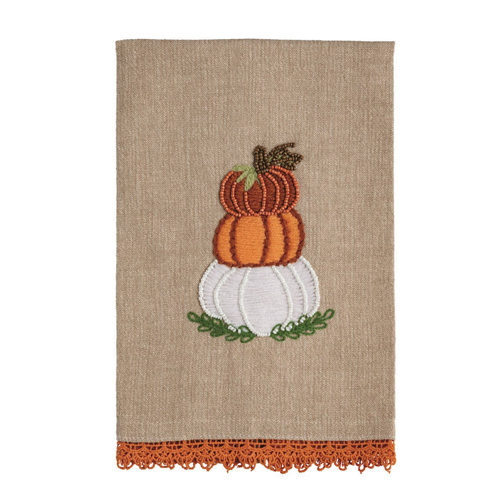 Stacked Pumpkin Beaded Embroidered Towel