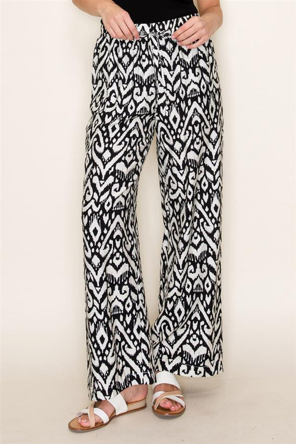 Black + White Print Pants