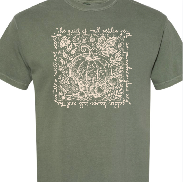 Moss Green Retro Fall Pumpkin Comfort Color Graphic Tee