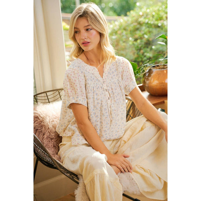 Floral Crinkle Top