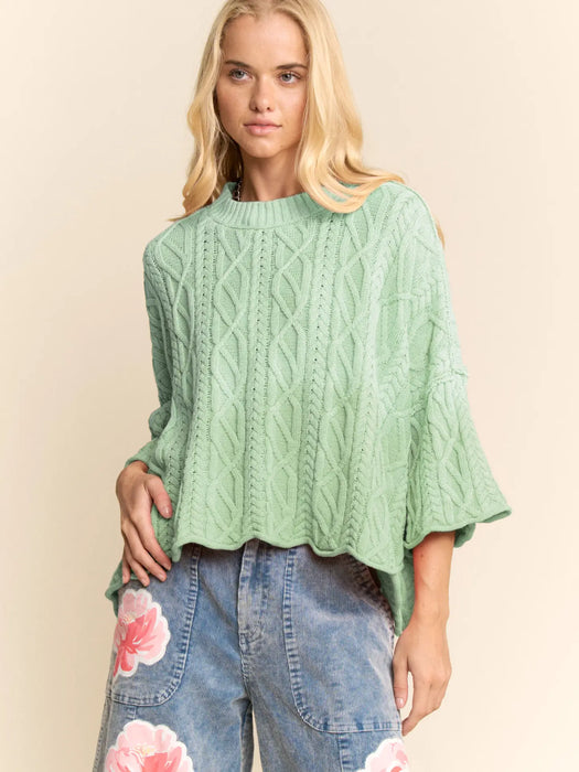 Mint Cable Knit Sweater