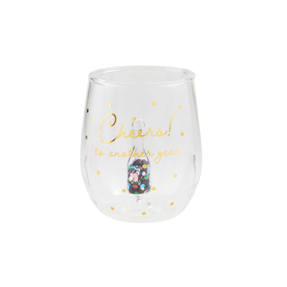 Cheers Birthday Glitter Wine Glass