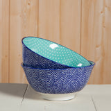 Blue Waves Stamped Bowl 6 inch