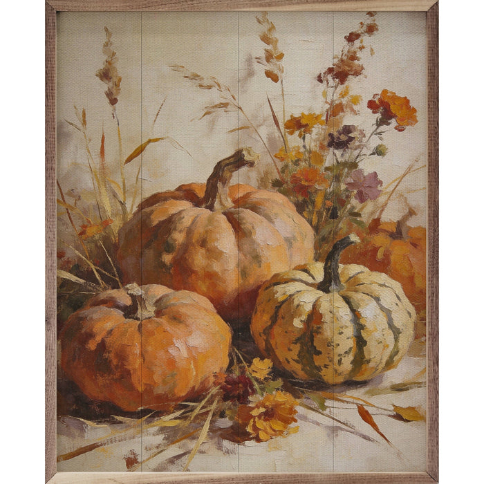 Harvest Pumpkins With Autumn Grasses