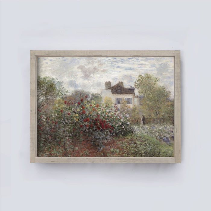 Framed Vintage Art Garden Painting