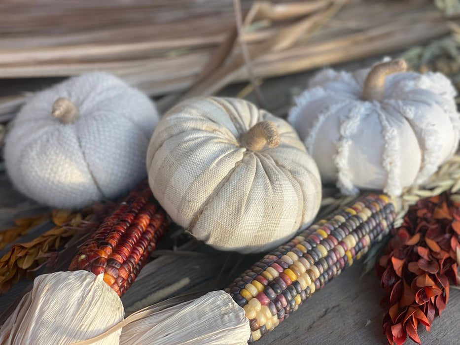 Sm. Tan Check Fabric Pumpkin