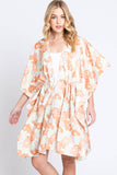 Serenity Flower Print Drawstring Kimono