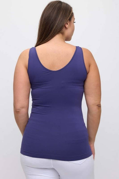 Light Mocha Reversible V or U Neckline Seamless Tank PLUS