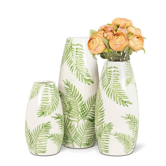 Fern Print Vase-9"H