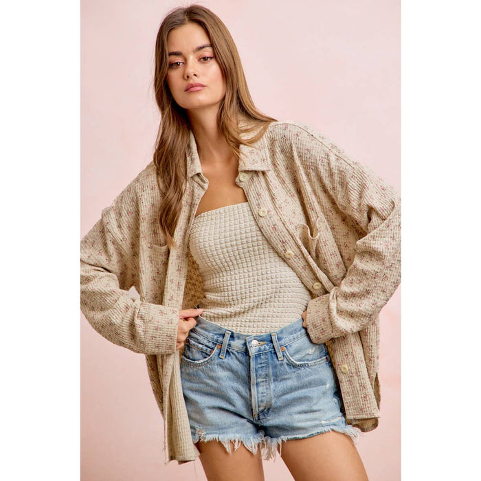 Floral Thermal Button Up Top