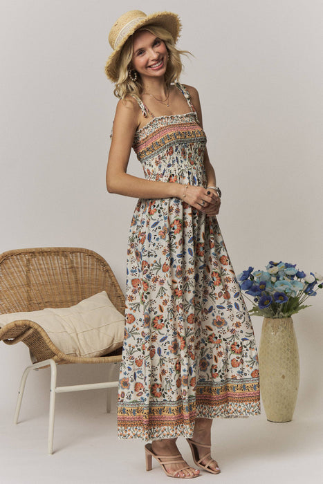 Floral Tie Shoulder Maxi Dress