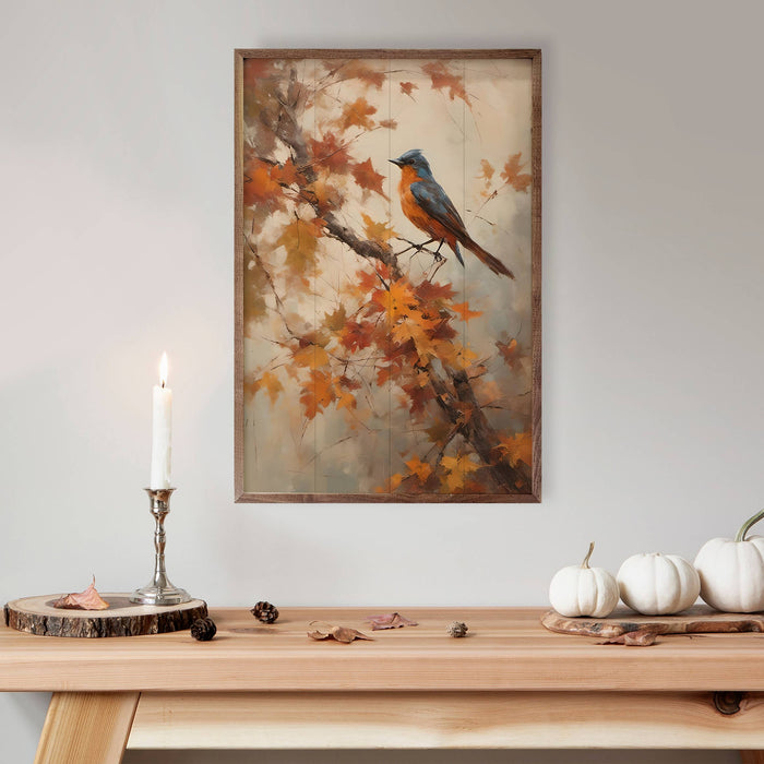 Bluebird On Fall Branch