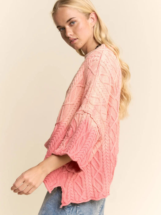 Coral Cable Knit Sweater