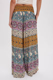 Boho Smocking Waist Wide Leg Pants