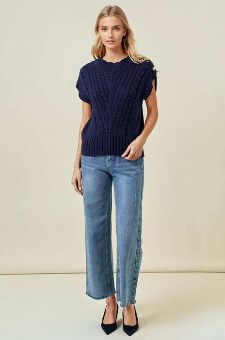 Cable Knit Vest Sweater Top