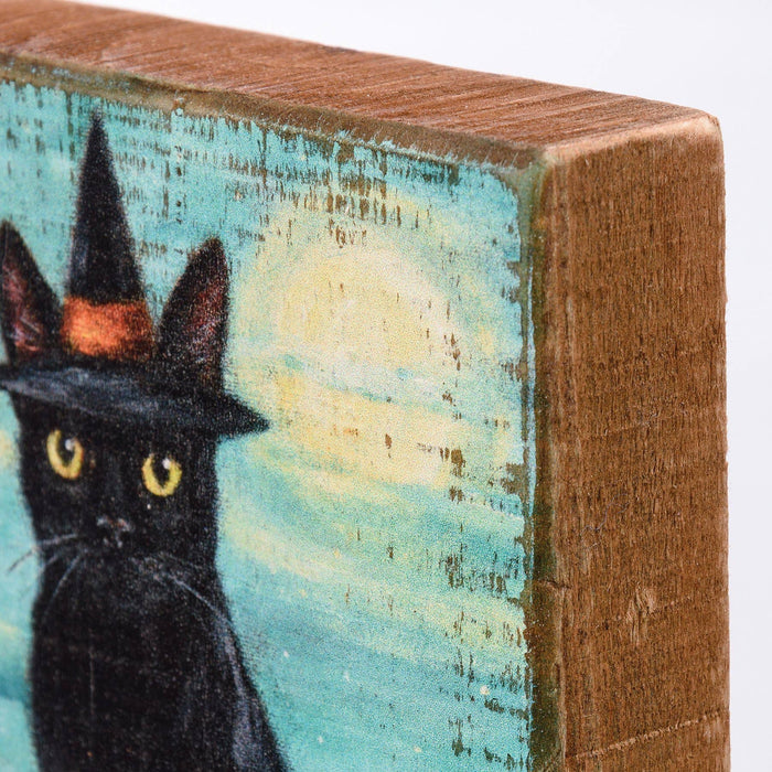 Black Cat Witch Block Sign