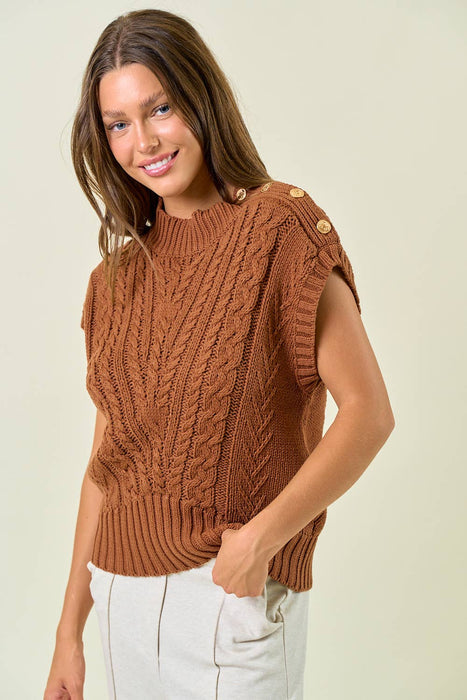 Cable Knit Vest Sweater Top