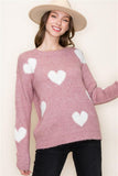 Mauve Valentine Heart Sweater