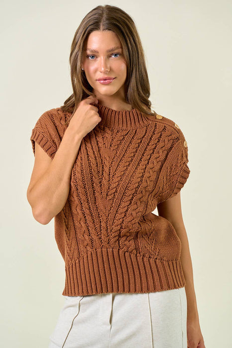 Cable Knit Vest Sweater Top