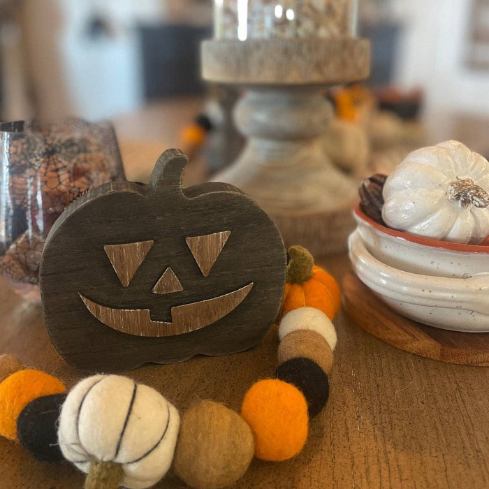 Black Wood Jack-o-Lantern Pumpkin