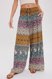 Boho Smocking Waist Wide Leg Pants