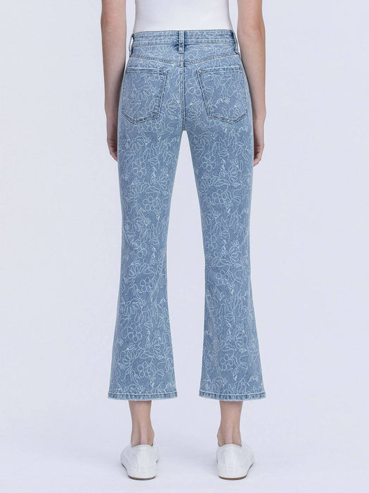 High Rise Floral Easy Flare Cropped Denim Jeans