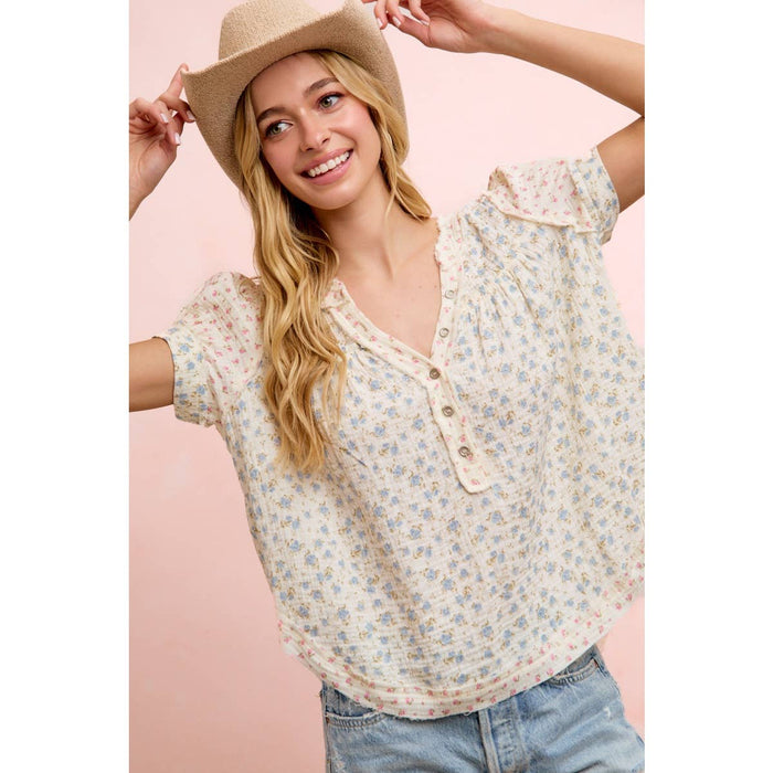 Floral Crinkle Top