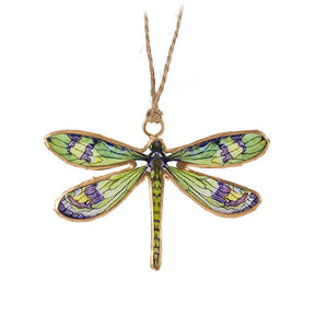 Sm Grn/Pur Dragonfly Ornament-4" W