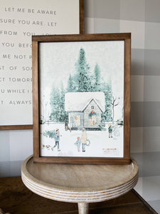 Large Winter House Scene | Christmas Wall Decor